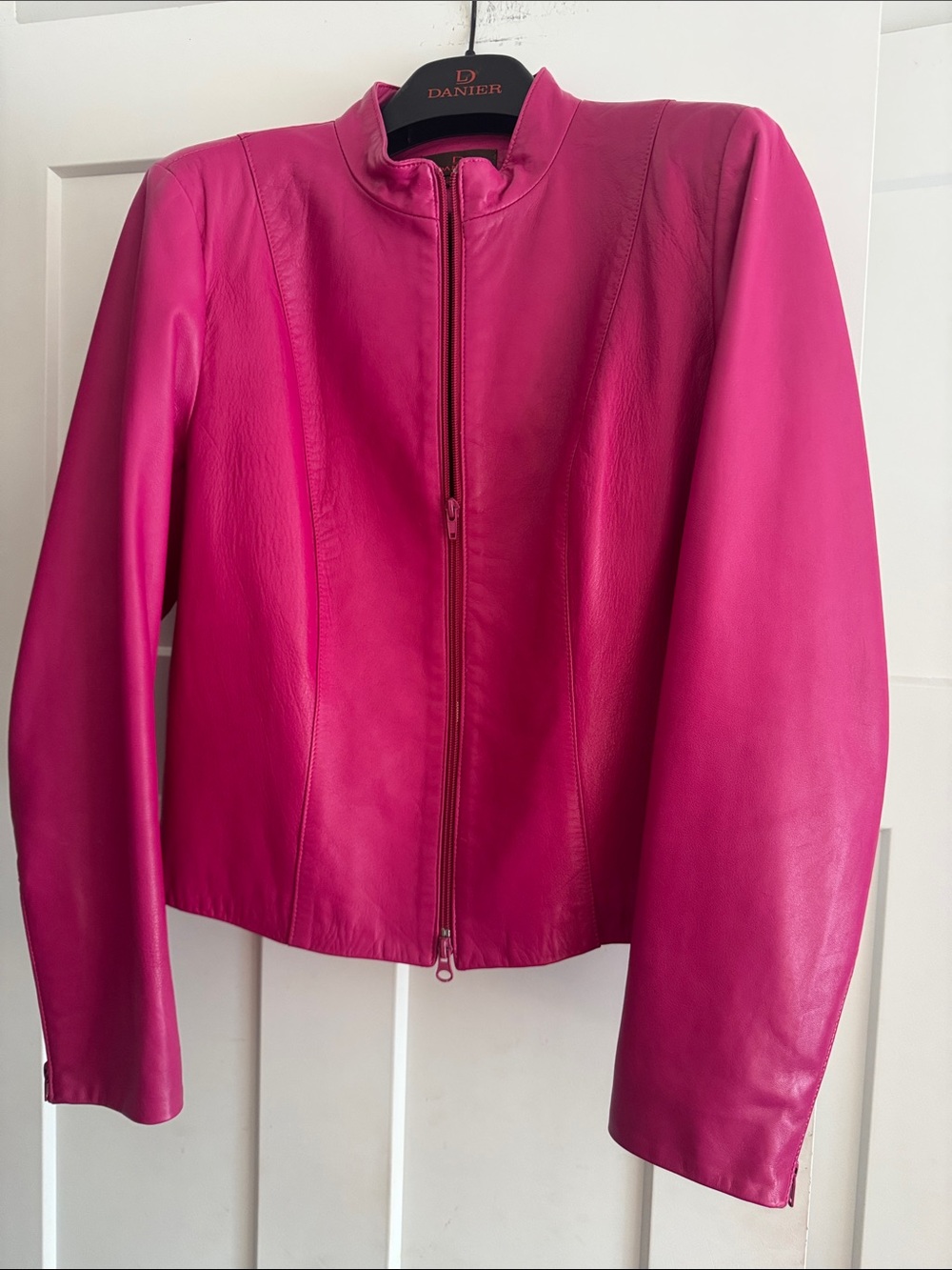 Danier Women's Bright Fuchsia Leather Jacket - Zip Front